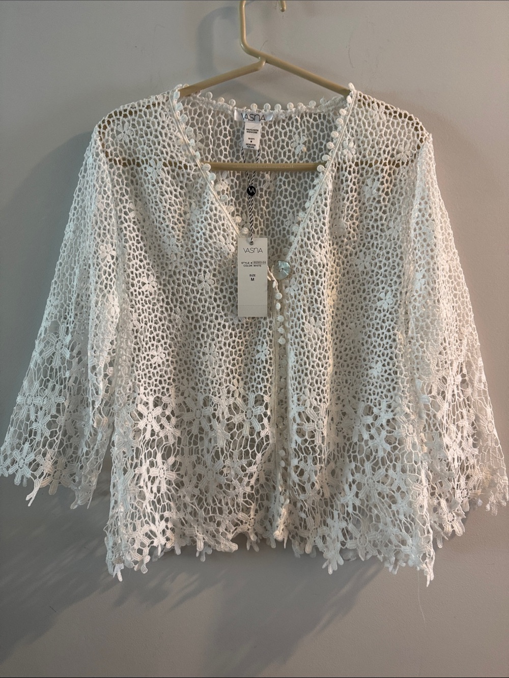 Vasra White Crochet Crop Top